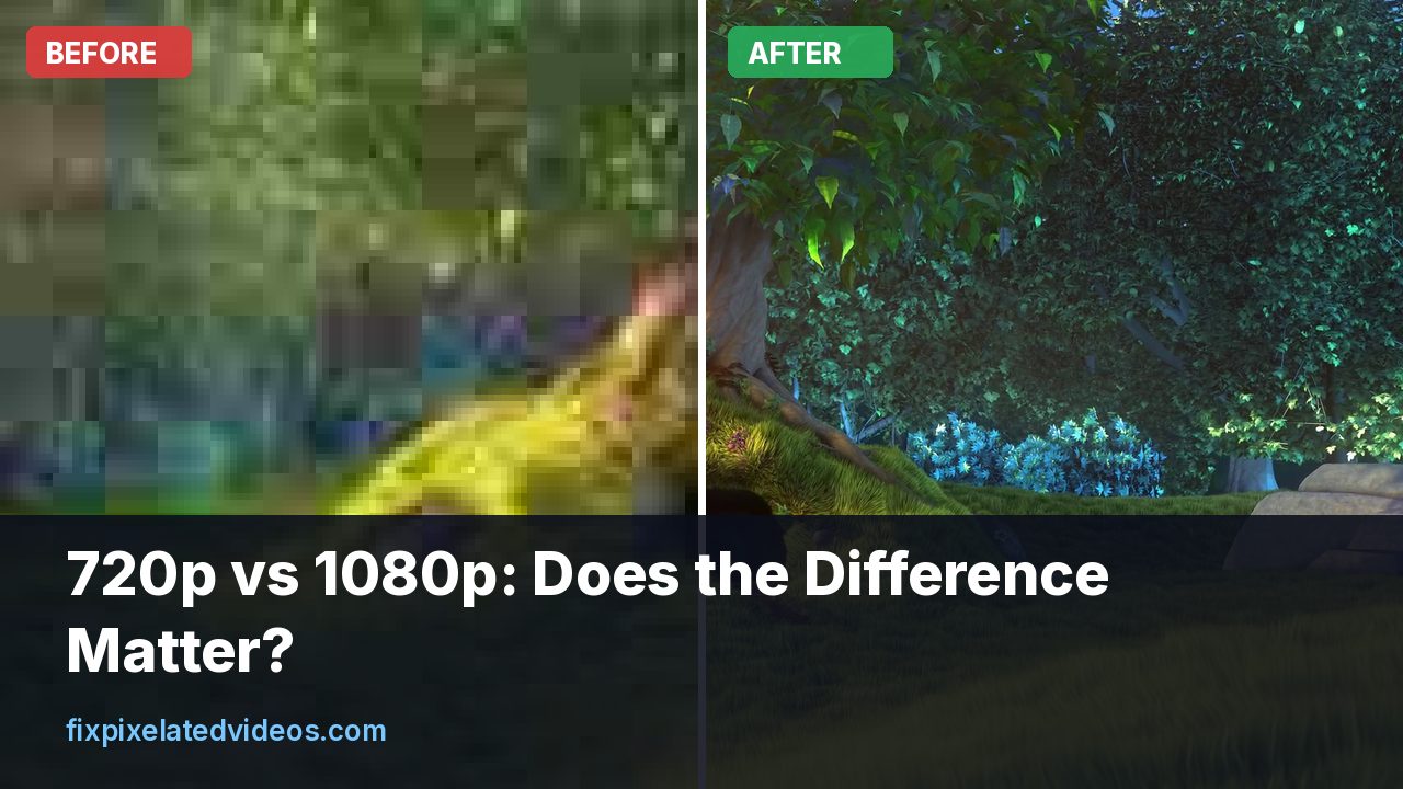 Side by side crops of the same frame encoded at 720p and 1080p with measurement values underneath