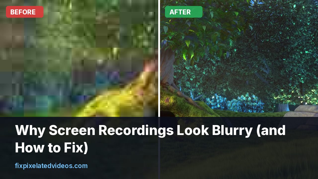 Screen recording with fuzzy colored text next to a sharp version recorded at native resolution