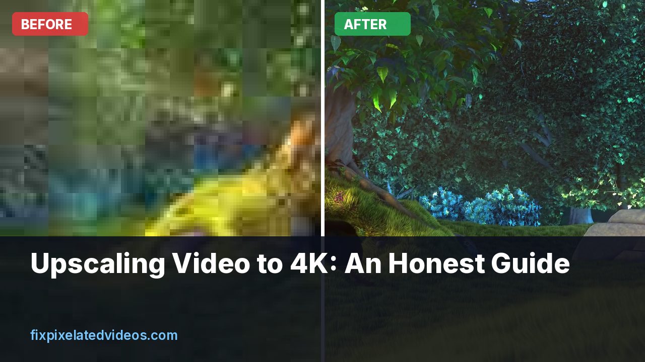 1080p frame enlarged to a 4K canvas with a magnified corner showing soft but clean edges